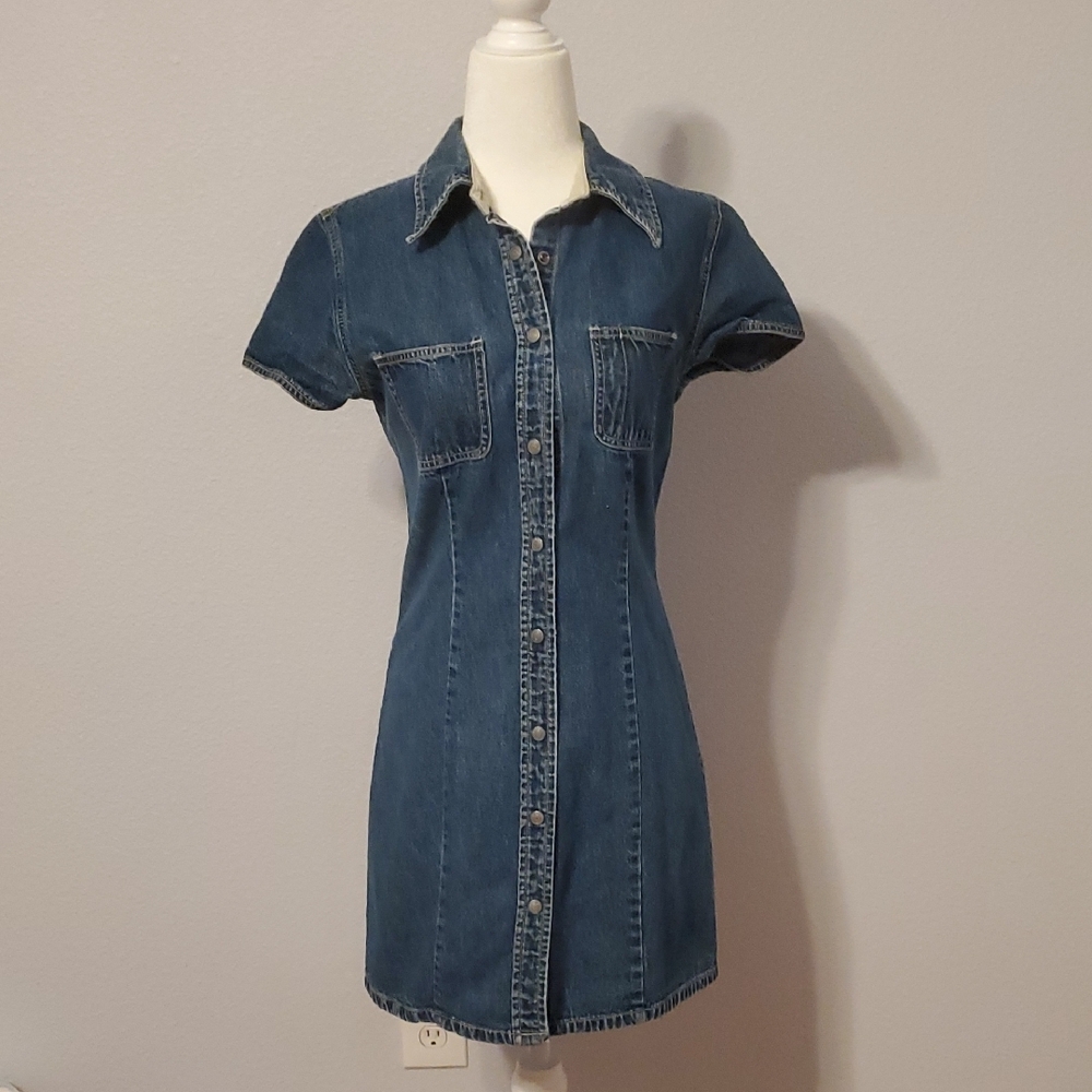 GAP Blue Denim Snap Front Dress